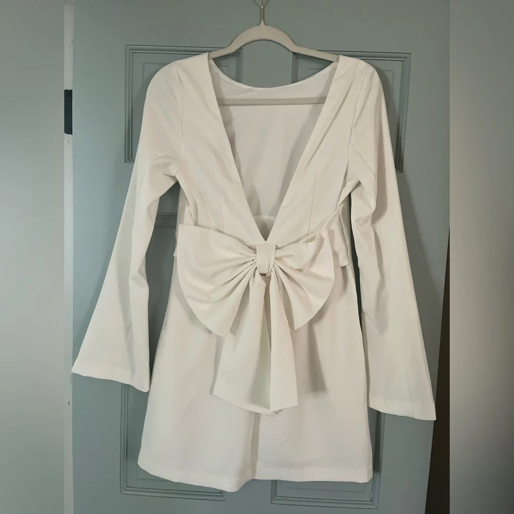 Lulu's Elegant White Mini Dress - Picture 5 of 7